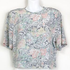 Vintage 1990s Cropped Floral Shoulder Pads Top